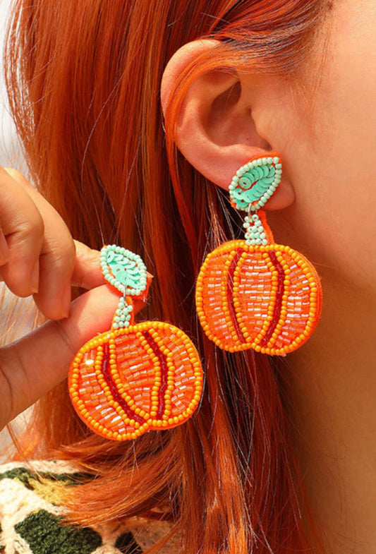 Pumpkin Beaded Earrings