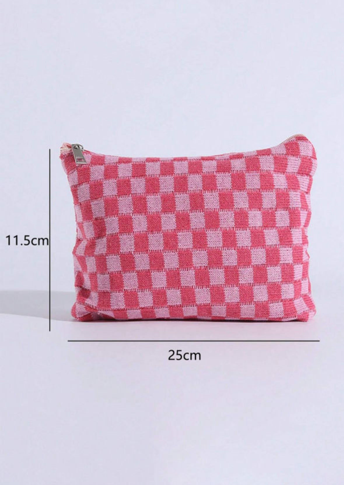 Pink Checkered Cosmetic Bag