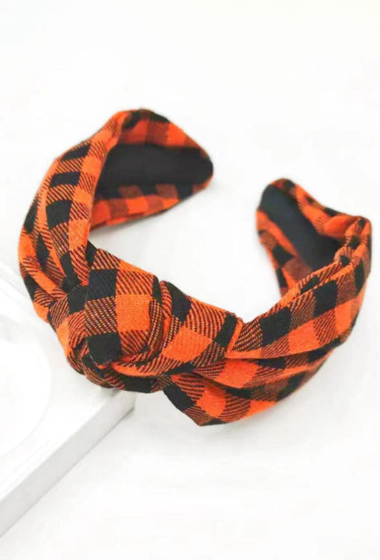 Orange Plaid Headband