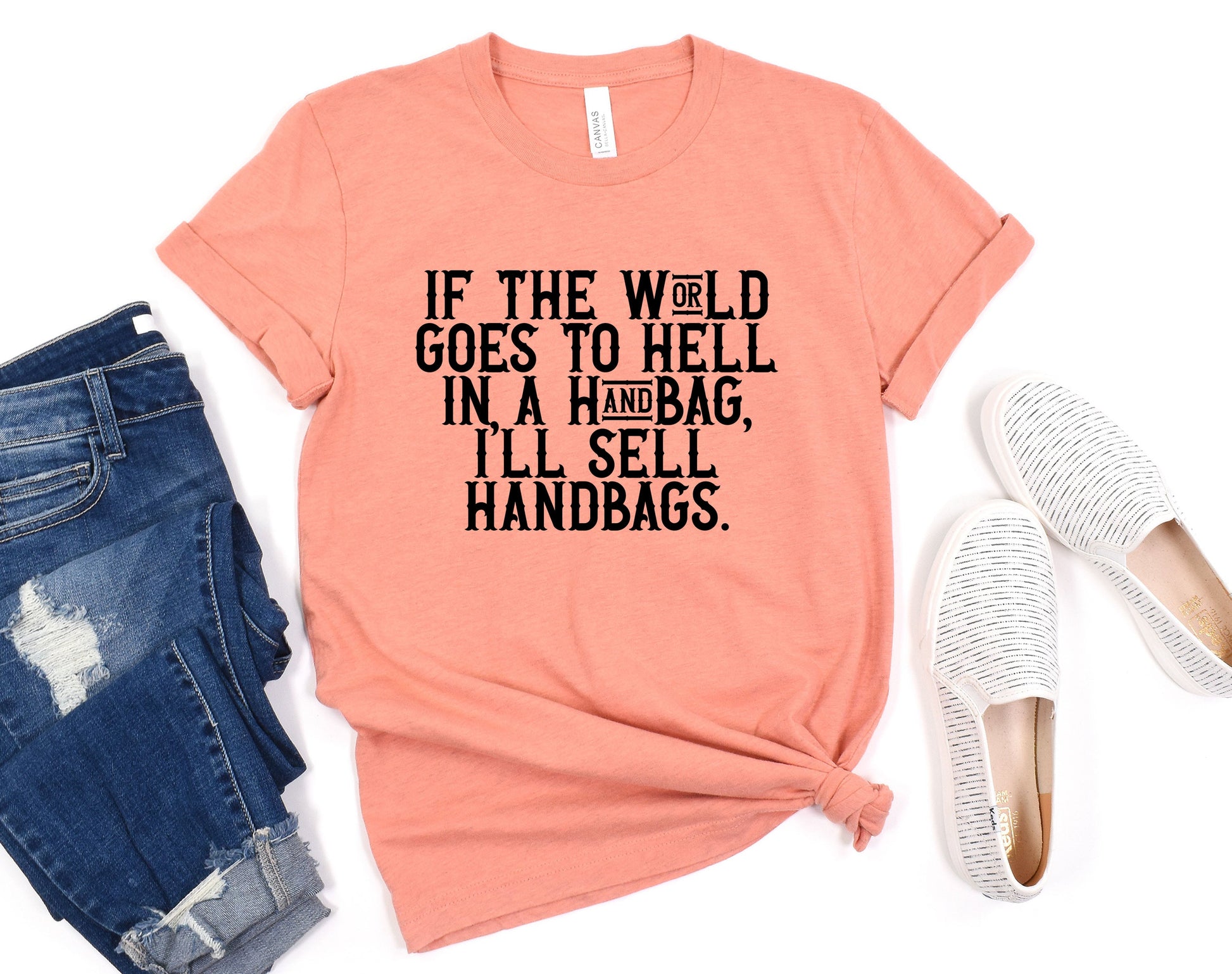 Wholesale I'll Sell Handbags Graphic Tee - Heather Sand