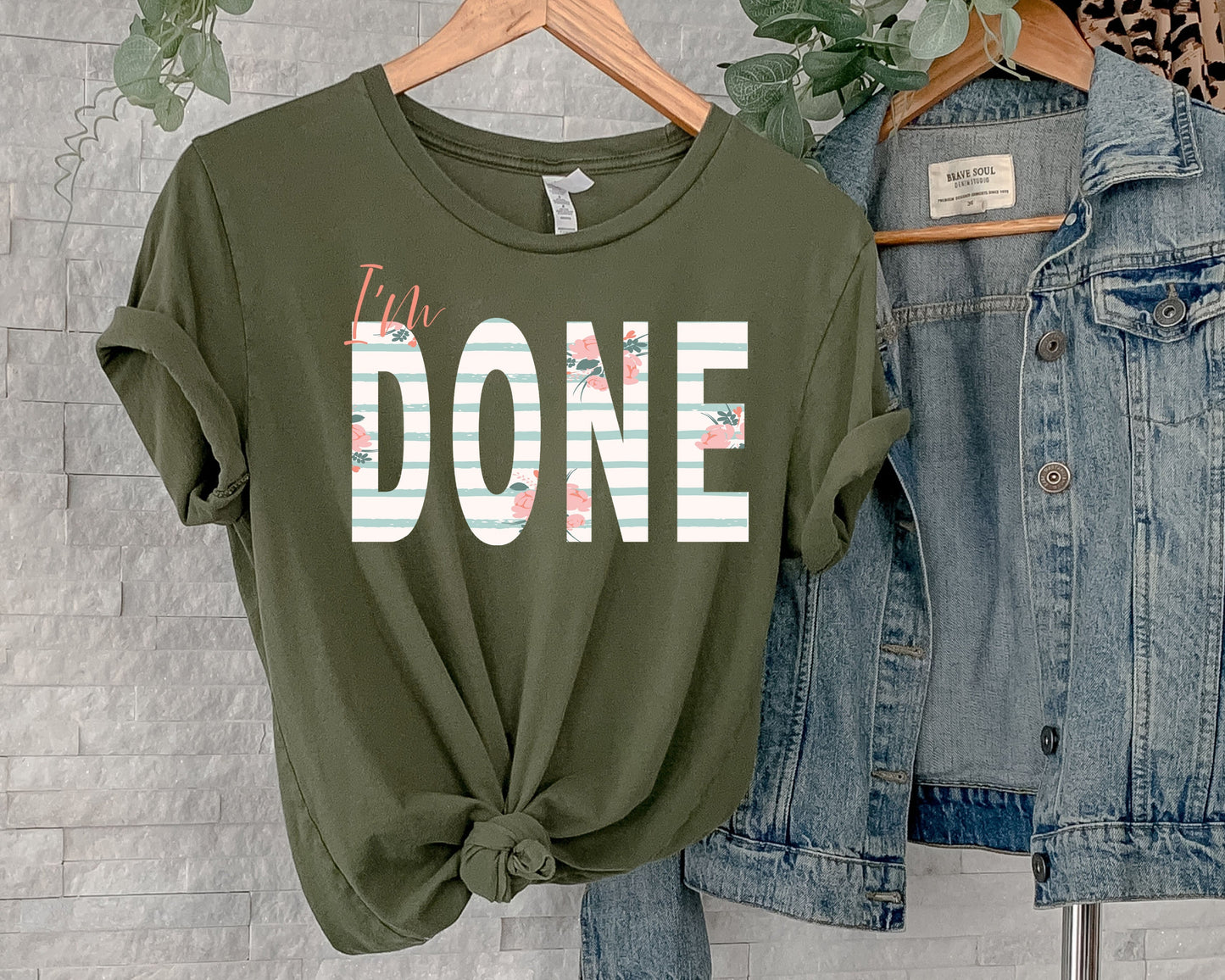 Wholesale I'm Done Graphic Tee - Heather Brown