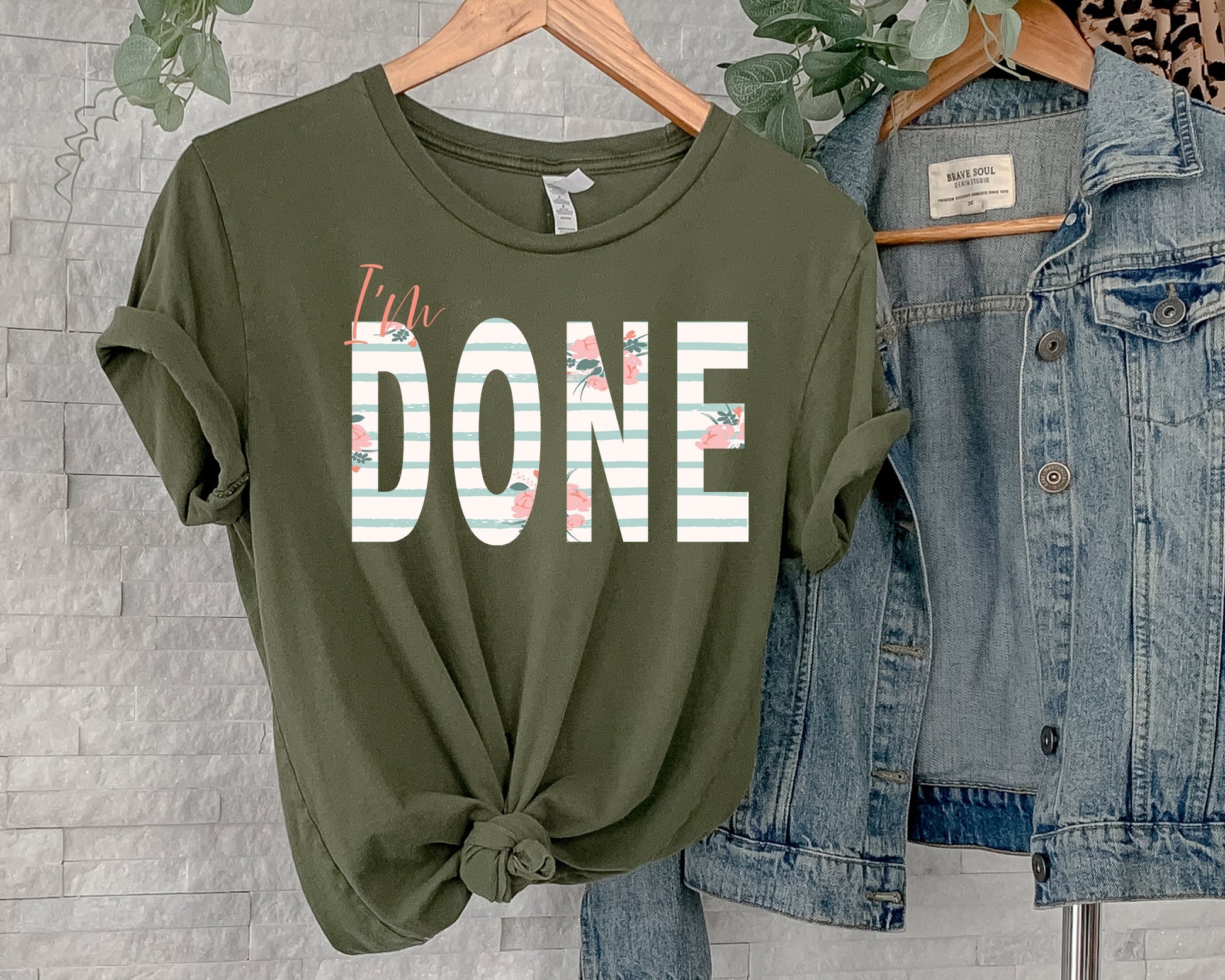 Wholesale I'm Done Graphic Tee - Heather Brown