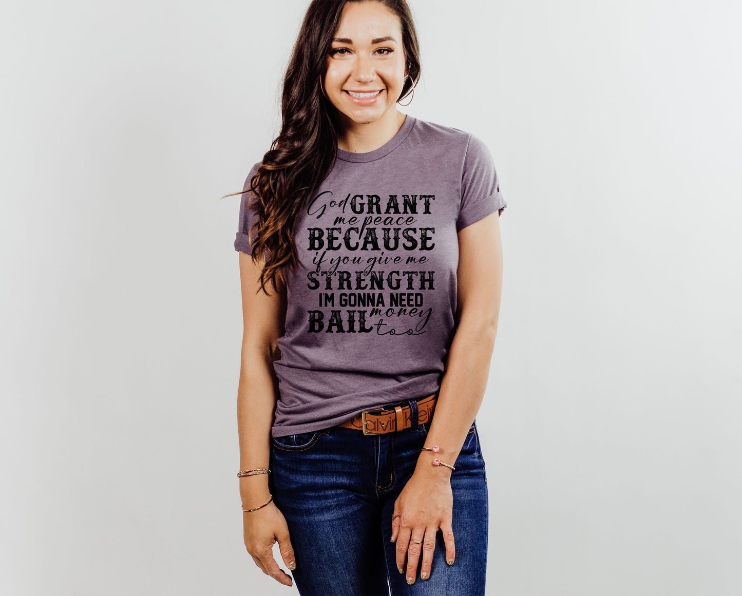 Wholesale I'm Gonna Need Bail Money Graphic Tee - Heathered Purple