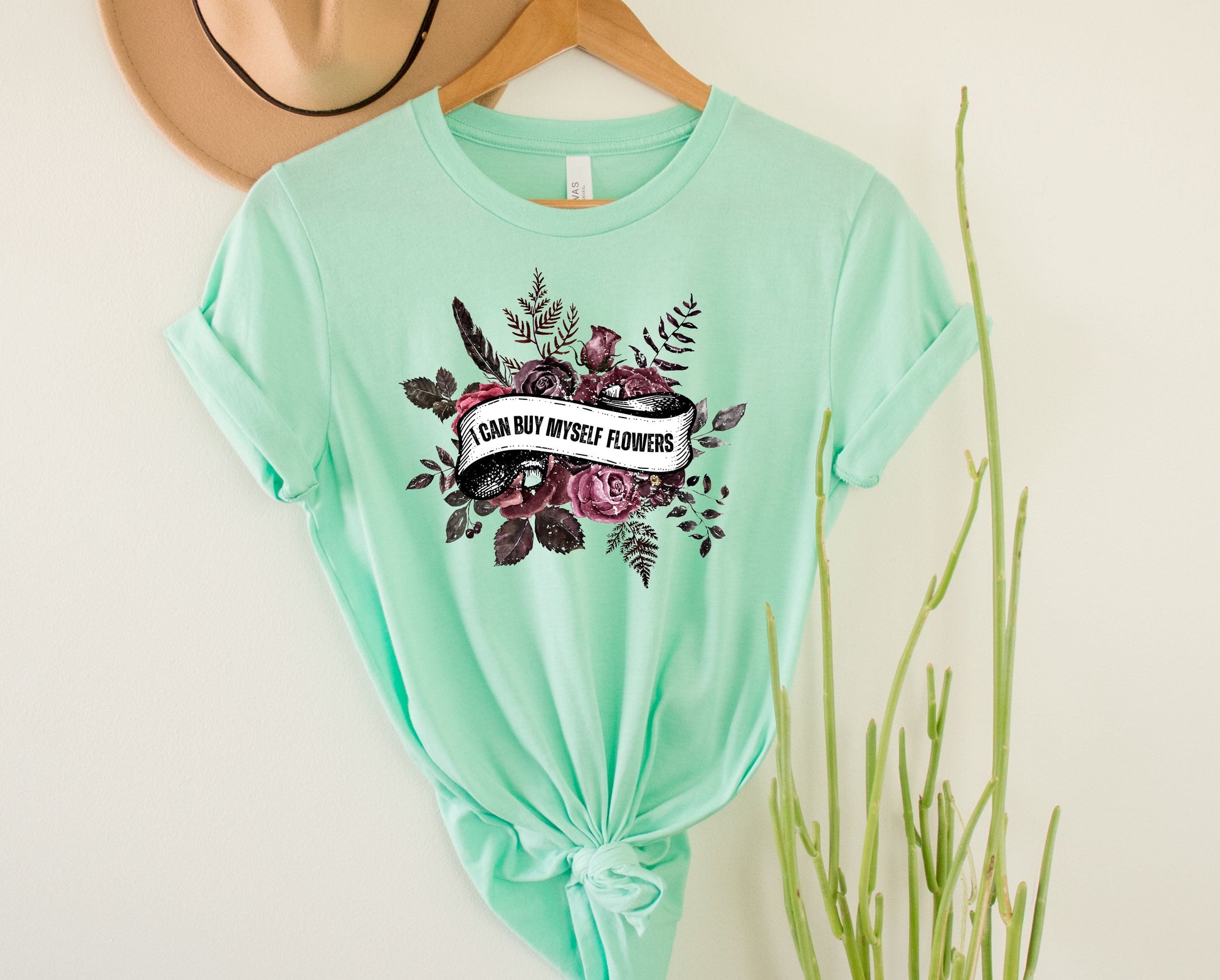 Wholesale I Can Buy My Myself Flowers Graphic Tee - Mint