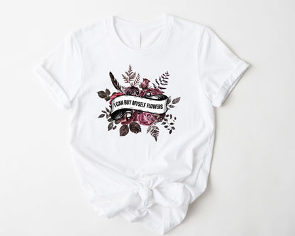 Wholesale I Can Buy My Myself Flowers Graphic Tee - White Tee