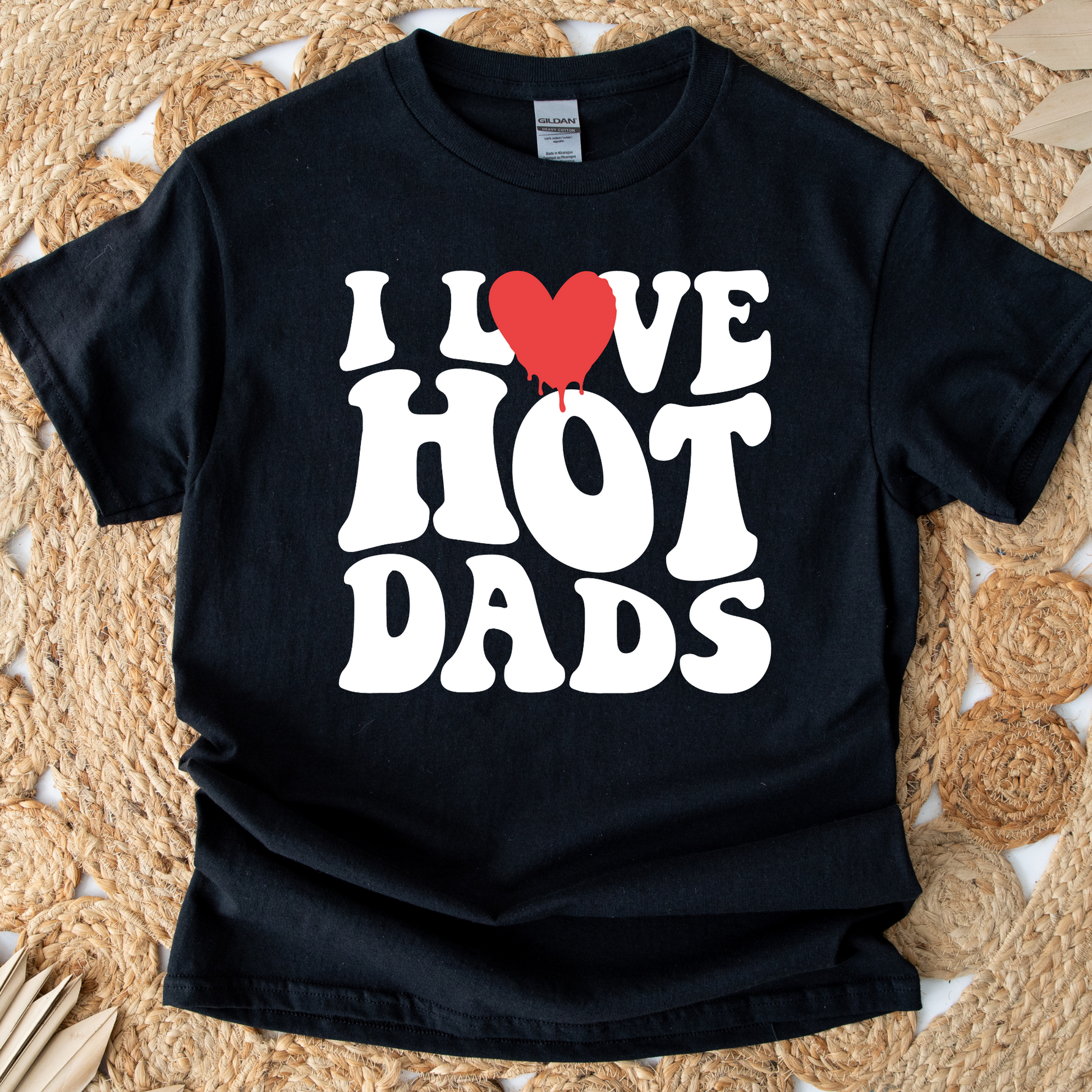 Wholesale I love hot dads Graphic Tee - Black Tee