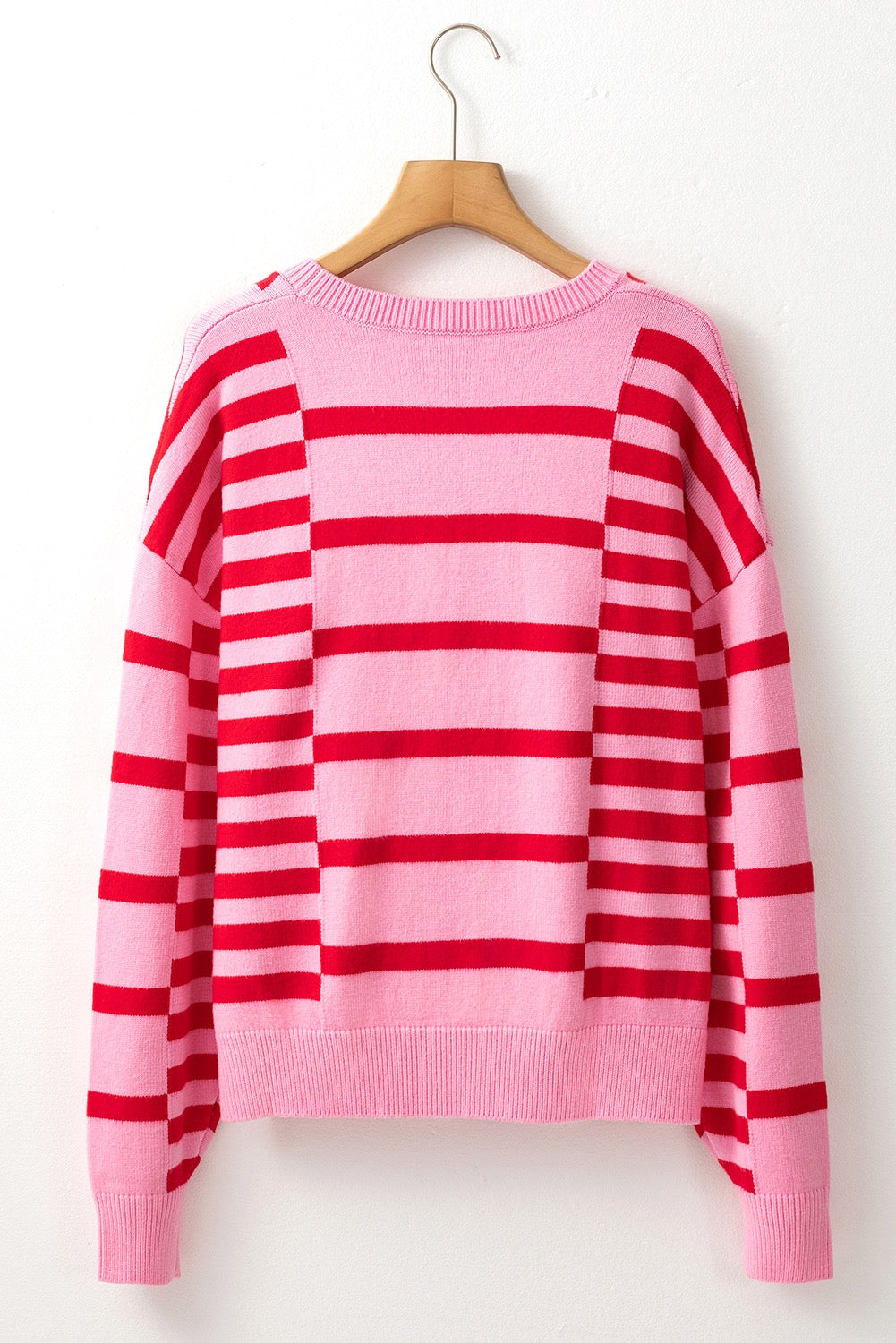 Pink and Red Striped Sweater