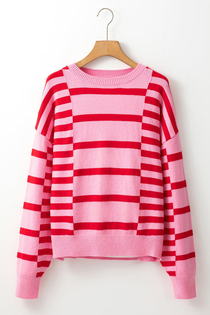 Pink and Red Striped Sweater