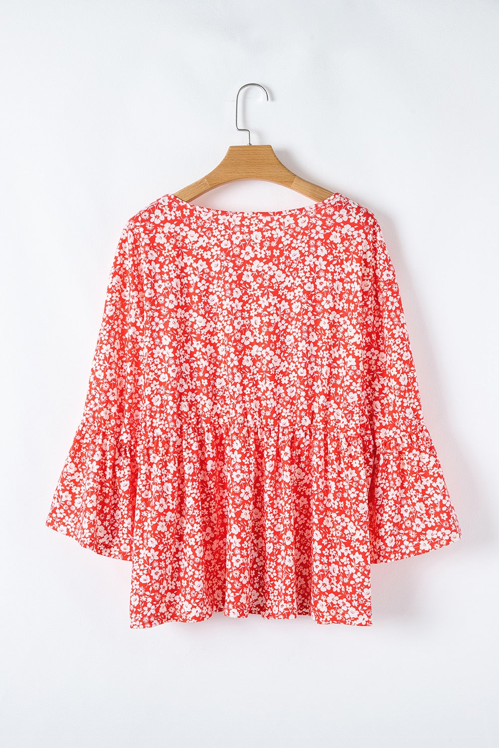 Red Floral Plus Size Blouse