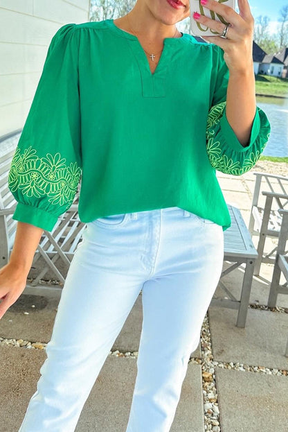 Green Embroidered Blouse