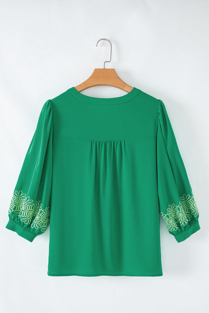 Green Embroidered Blouse