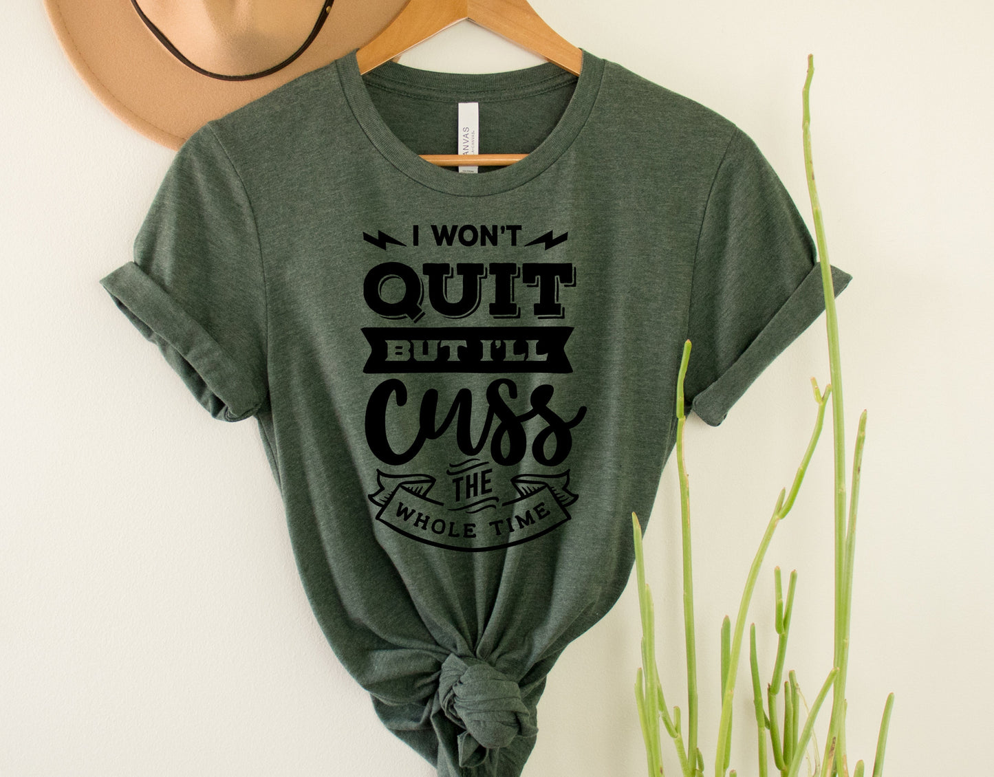 Wholesale I Won't Quit Graphic Tee - Heather Forest