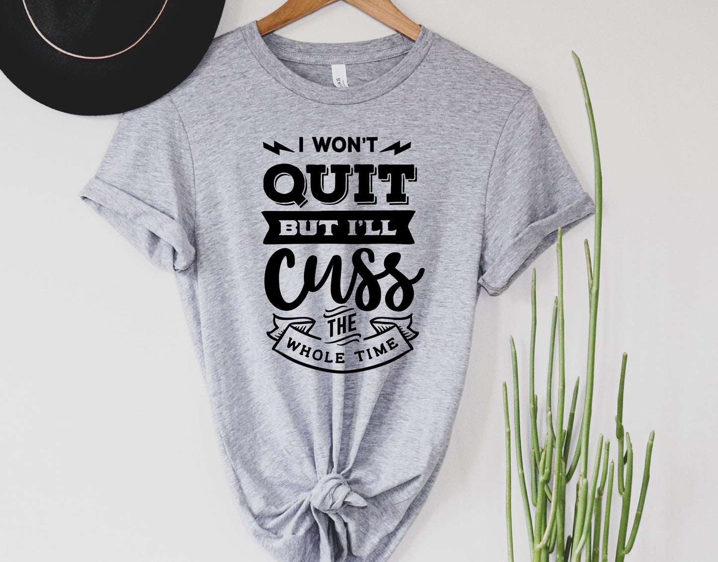 Wholesale I Won't Quit Graphic Tee - Heather Grey