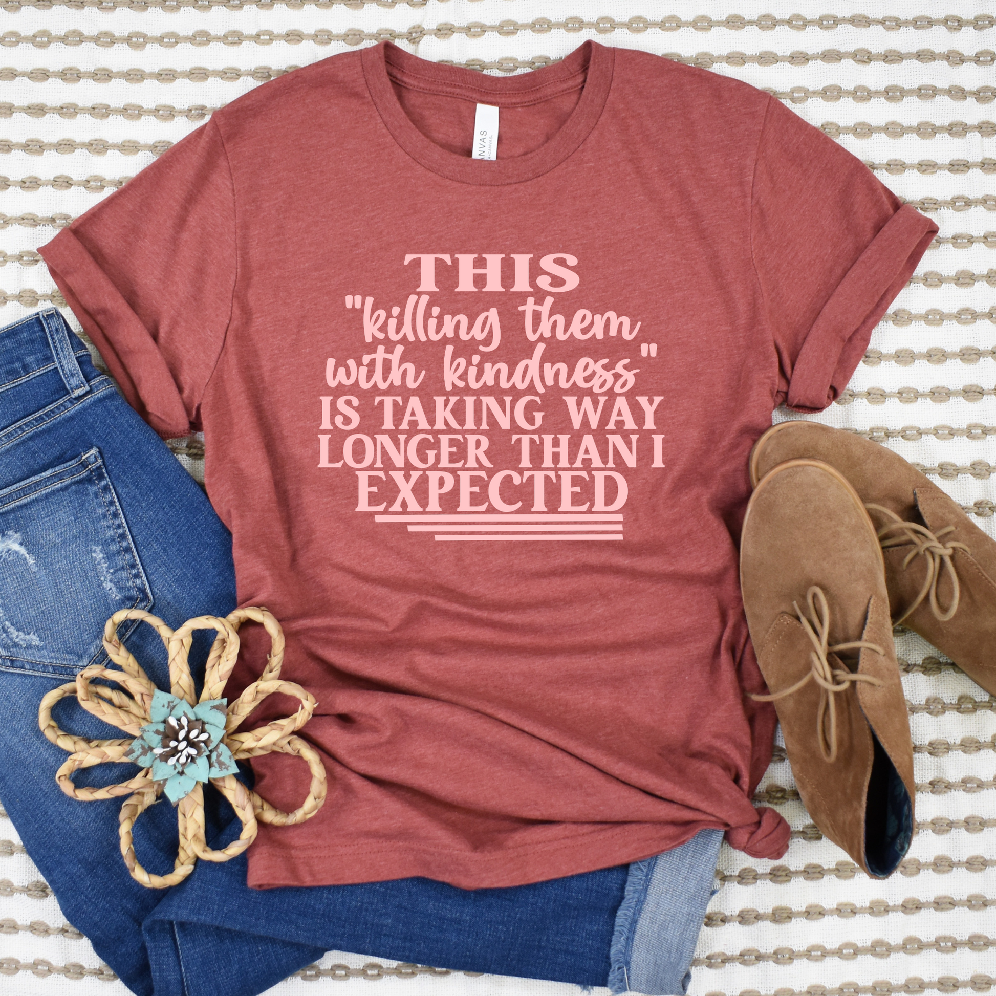 Wholesale Killing them with kindness Graphic Tee - Heather Clay Tee