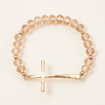 Cross Charm Glass Beaded Bracelet