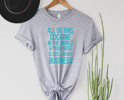Wholesale Nose in my business Graphic Tee - Heather Grey