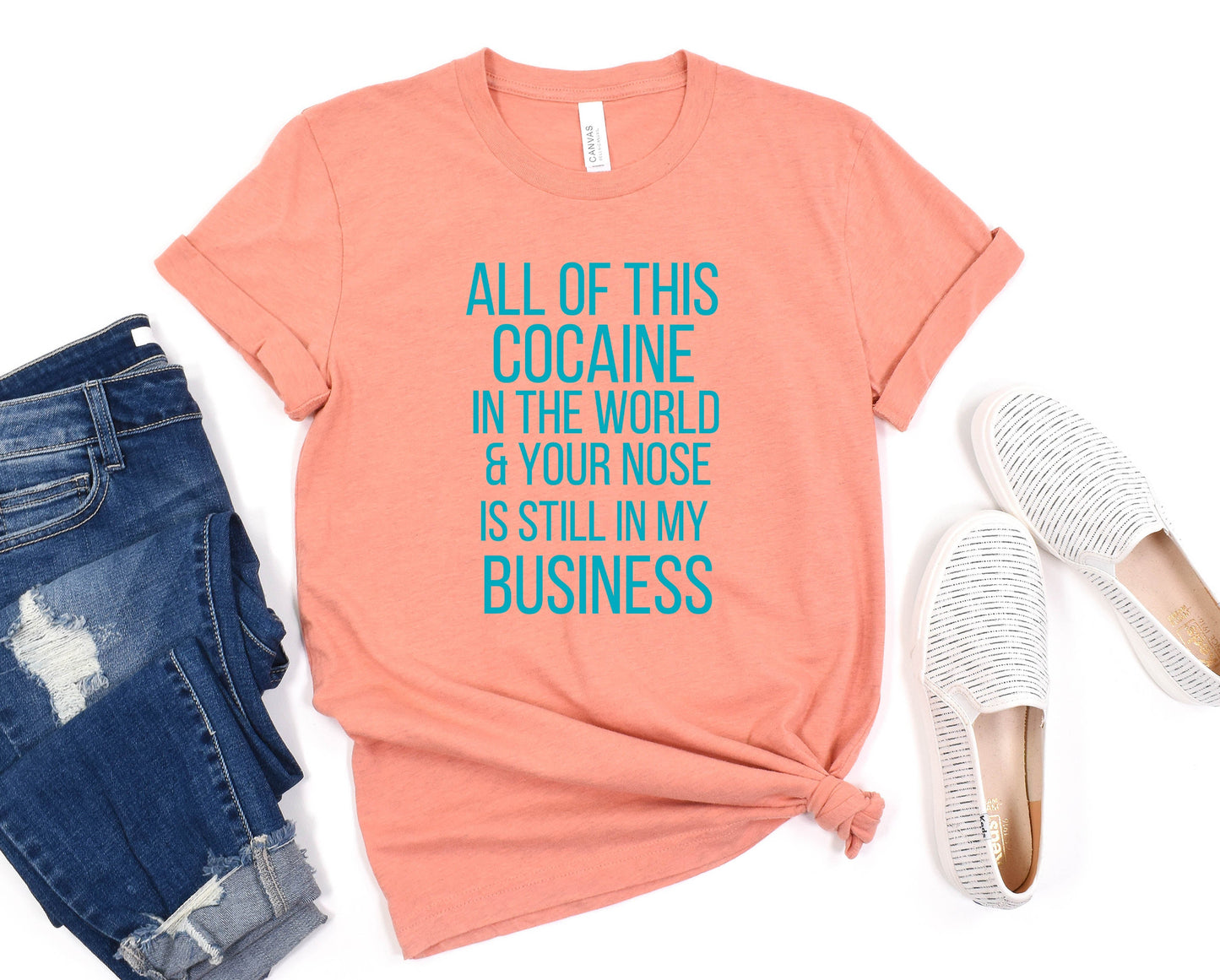 Wholesale Nose in my business Graphic Tee - Heather Sunset