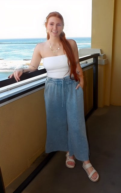 Wide leg cropped lounge pants 