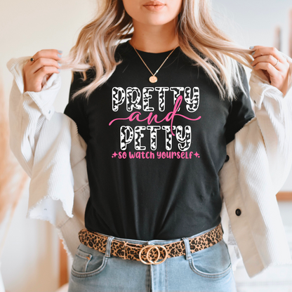 Wholesale Pretty and Petty Graphic Tee - Black Tee
