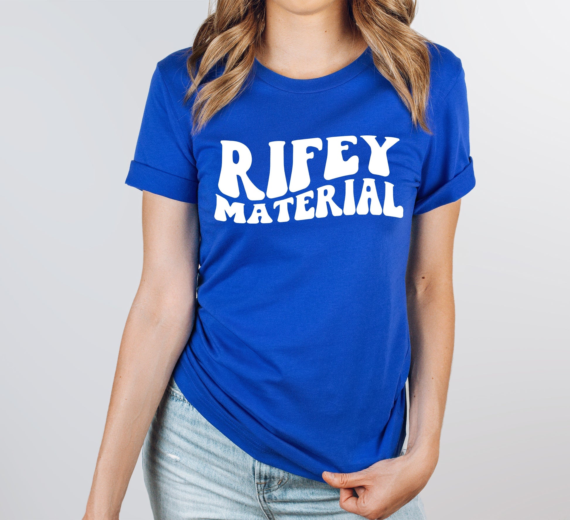 Wholesale Rifey Material Graphic Tee - Blue