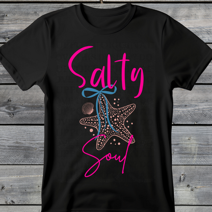 Wholesale Summer Fun Collab Graphic Tee Collection - Salty Soul Black Tee