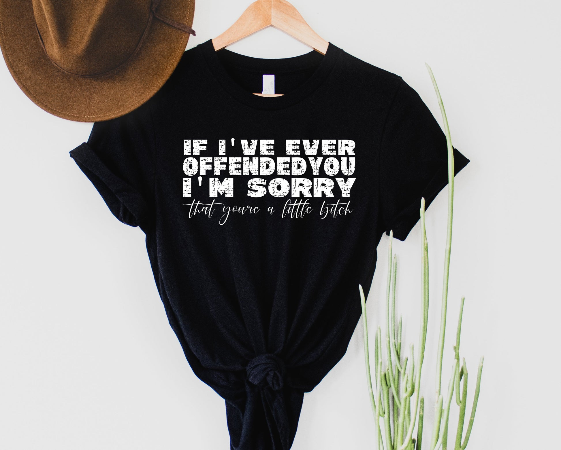 Wholesale Sorry I Offended You Graphic Tee - Black