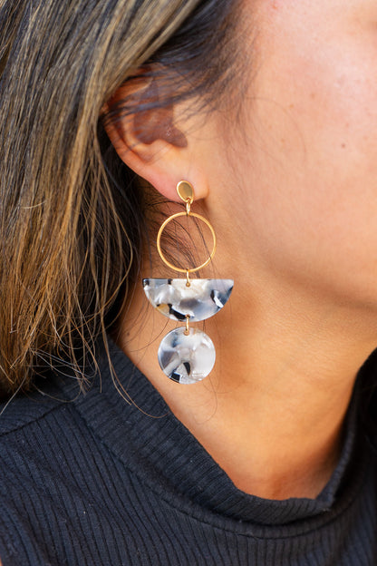 Wren Earrings - Ivory & Slate