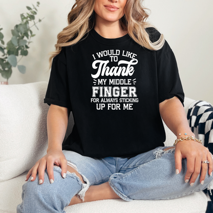 Wholesale Thank My Middle Finger Graphic Tee - Black Tee