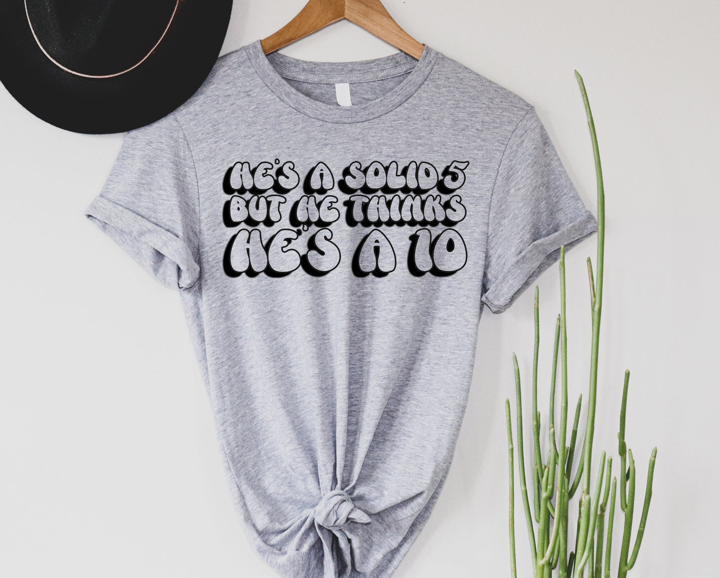 Wholesale Thinks He's a 10 Graphic Tee - Grey