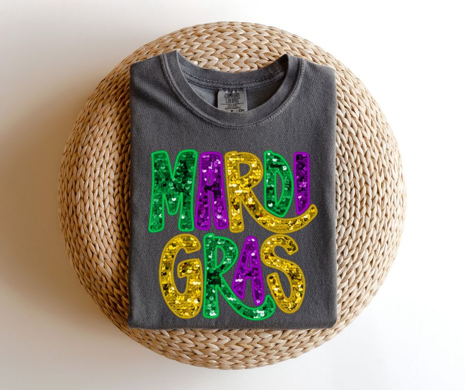 Mardi Gras Faux Sequin TEE.