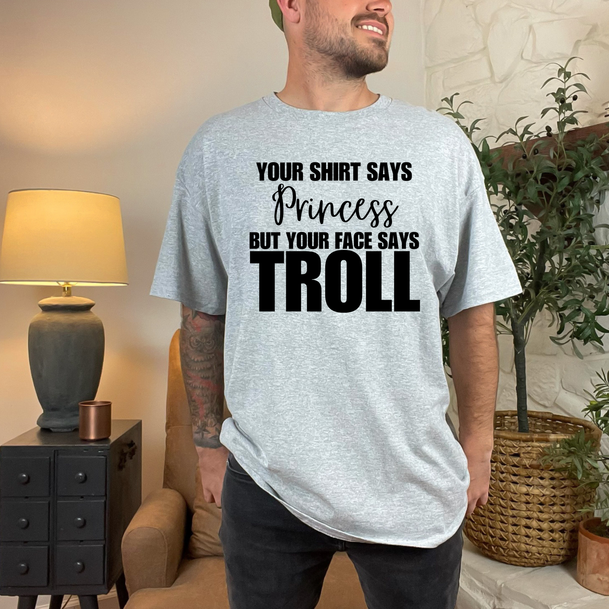 Wholesale Your shirt says Princess Graphic Tee - Grey Tee