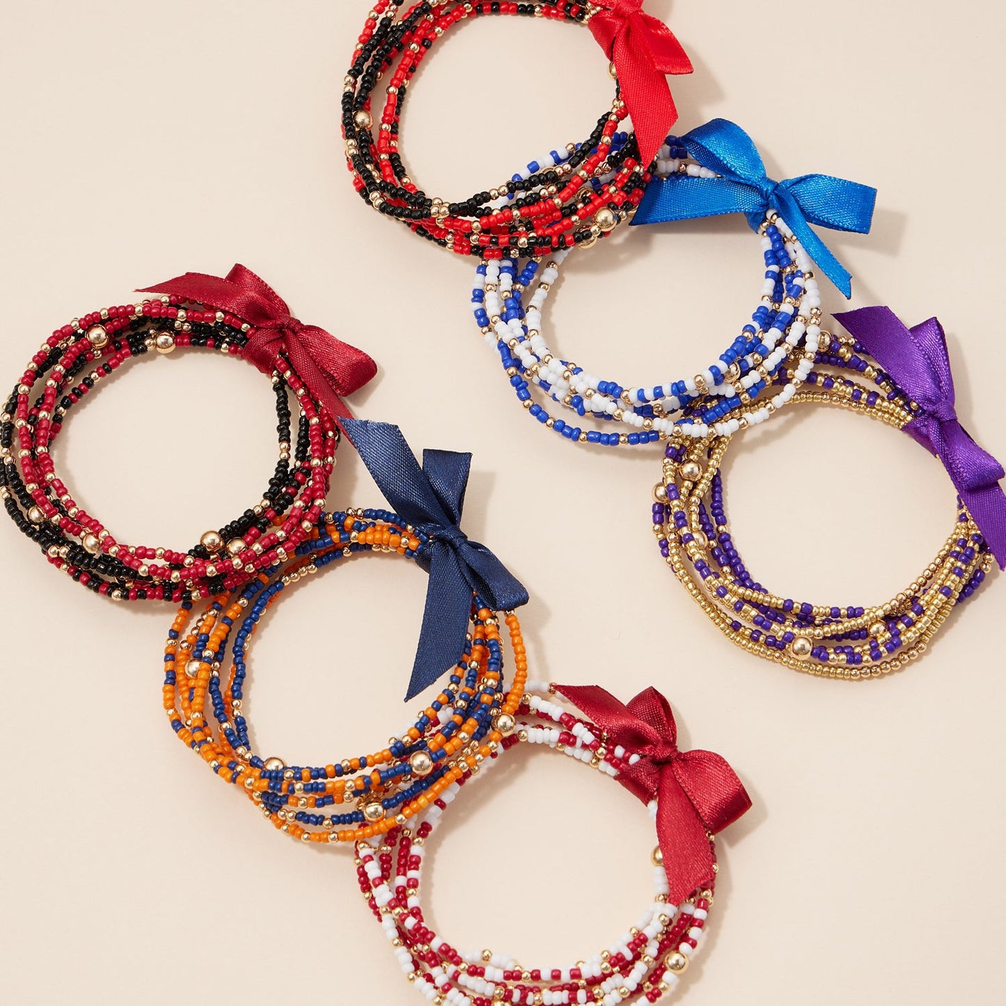 Game Day Seed Beaded Bracelet Set