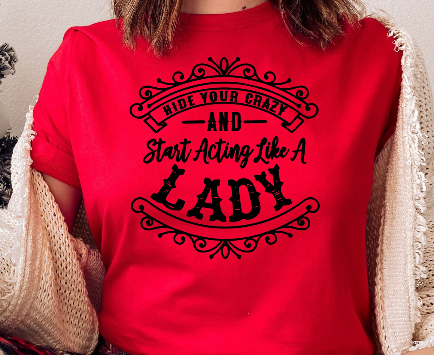 Wholesale Act Like a Lady Graphic Tee - Heather Green