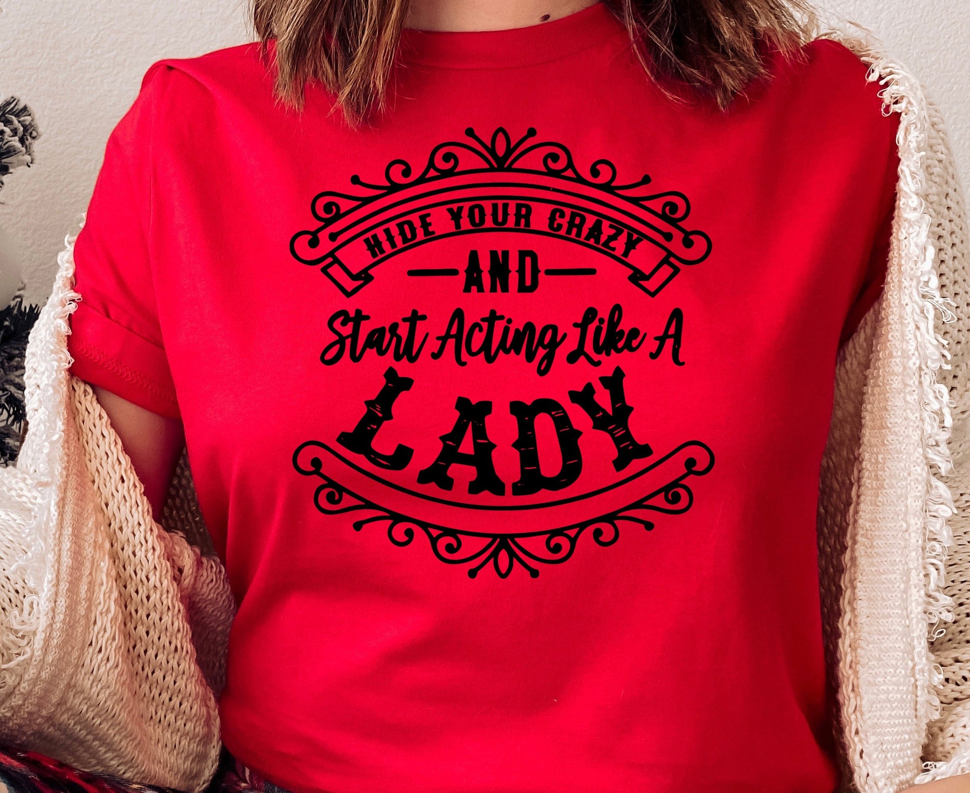 Wholesale Act Like a Lady Graphic Tee - Heather Green