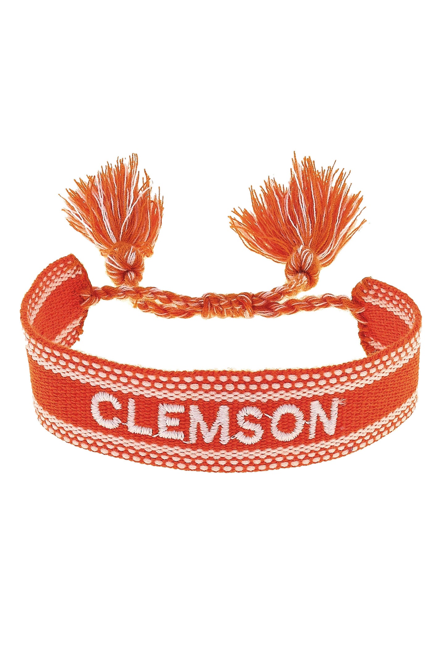 Clemson Tigers Woven Tassel Bracelet in Orange