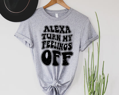Wholesale Alexa Turn Off My Feelings Graphic Tee - White