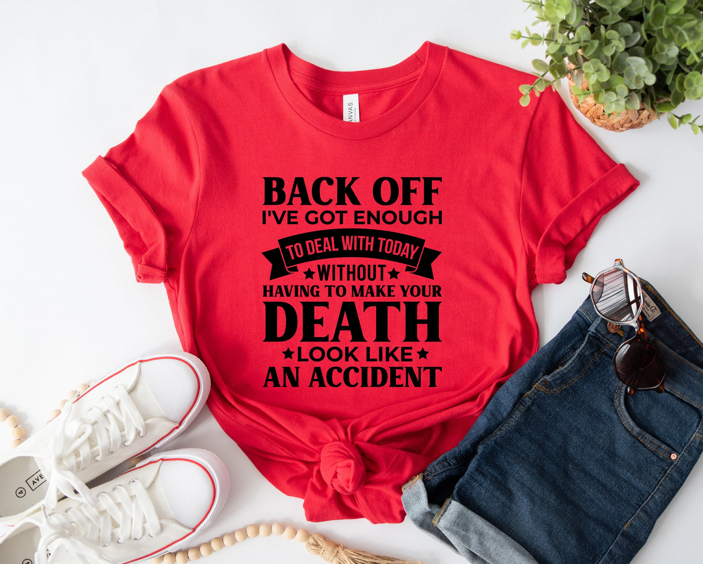 Wholesale Back Off Graphic Tee - Red