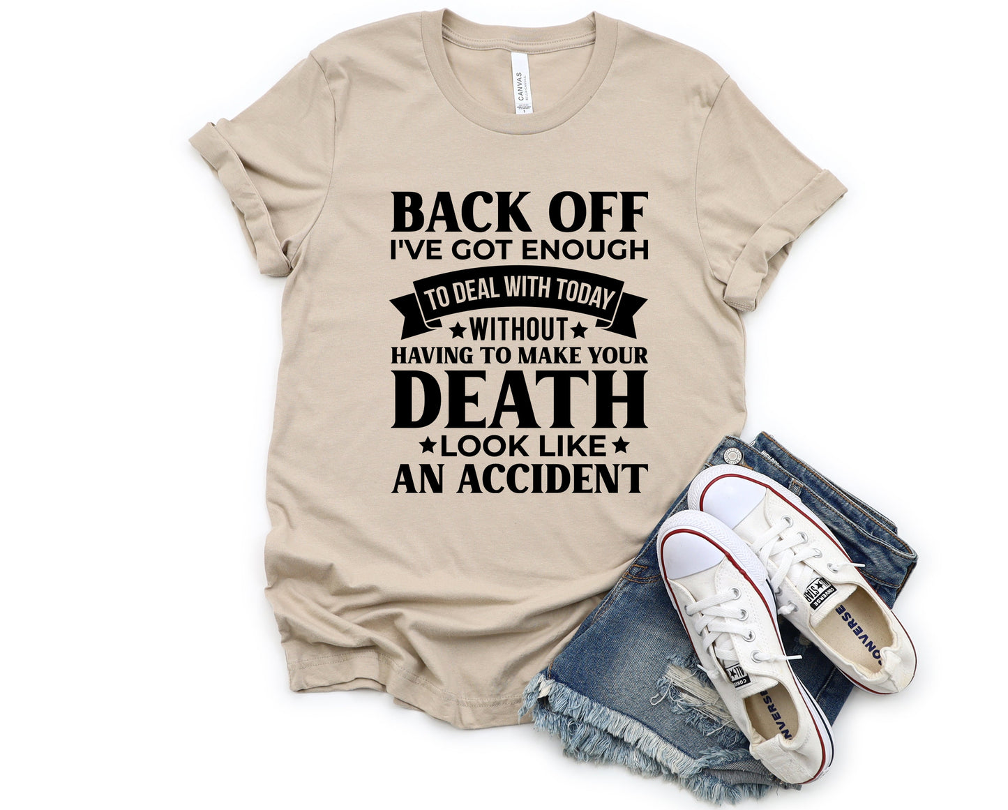 Wholesale Back Off Graphic Tee - Tan