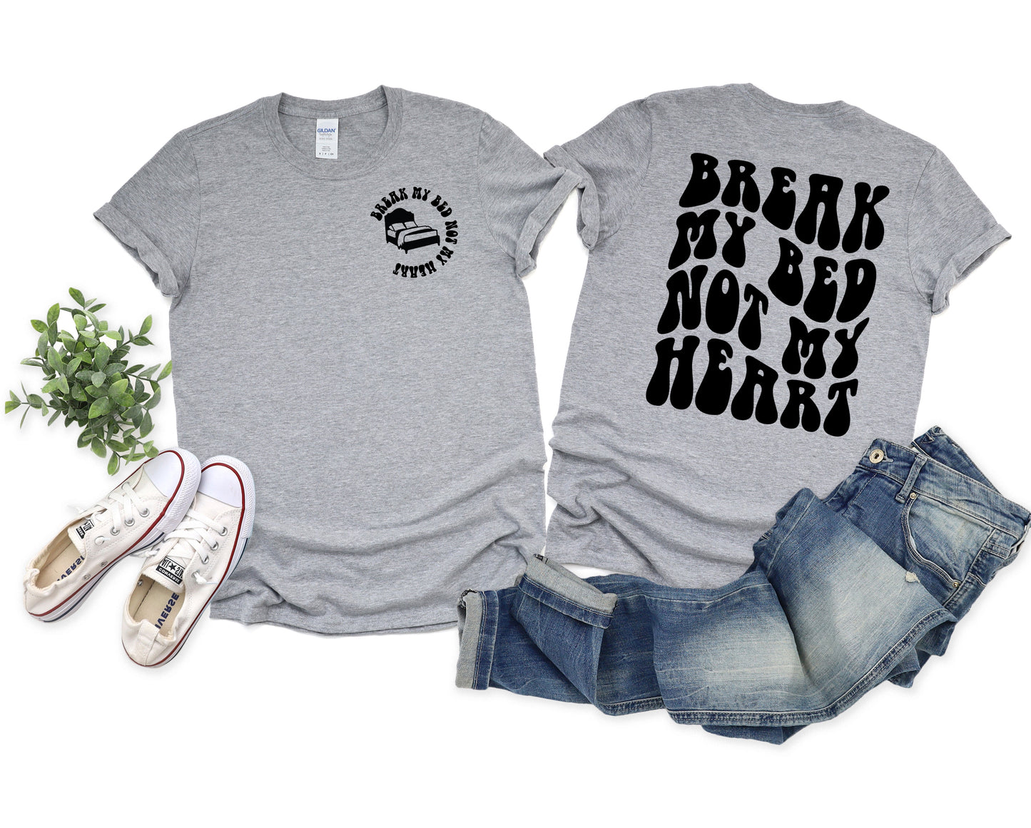 Wholesale Break My Bed Graphic Tee - White
