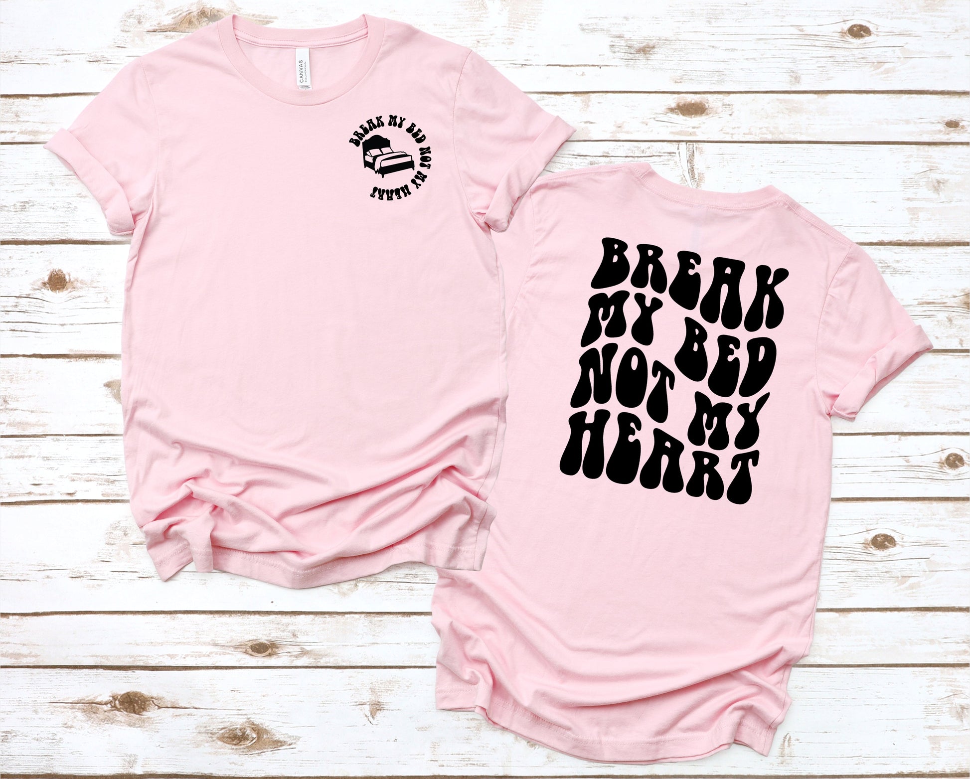 Wholesale Break My Bed Graphic Tee - Heather Grey