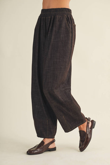 Structured Denim Wide-Leg Crop Trousers