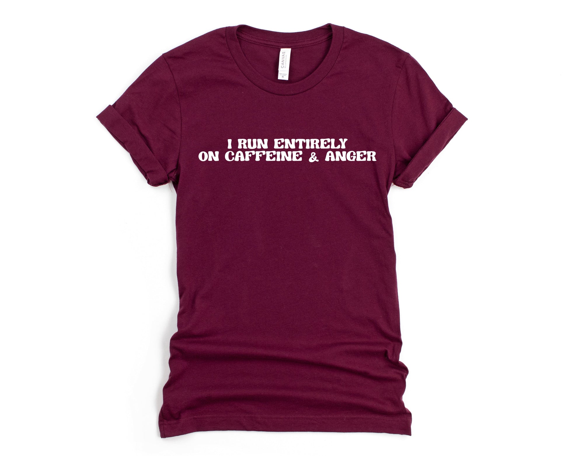 Wholesale Caffeine & Anger Graphic Tee - Maroon