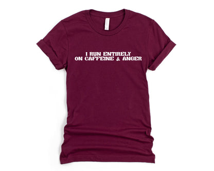 Wholesale Caffeine & Anger Graphic Tee - Maroon