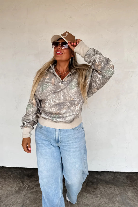 PREORDER- CAMO EASY DOES IT PULLOVER (TOP ONLY)
