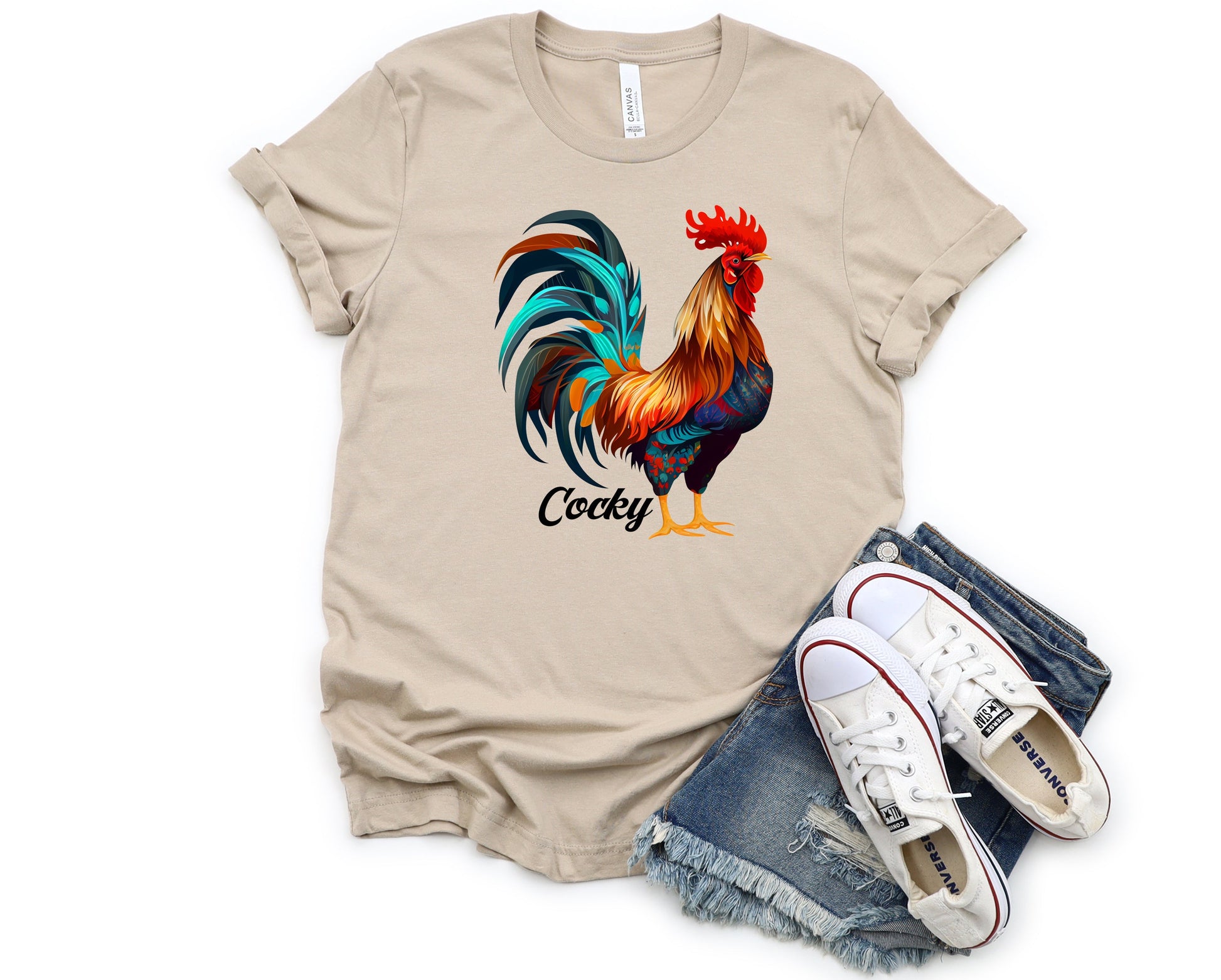 Wholesale Cocky Graphic Tee - Heather Grey