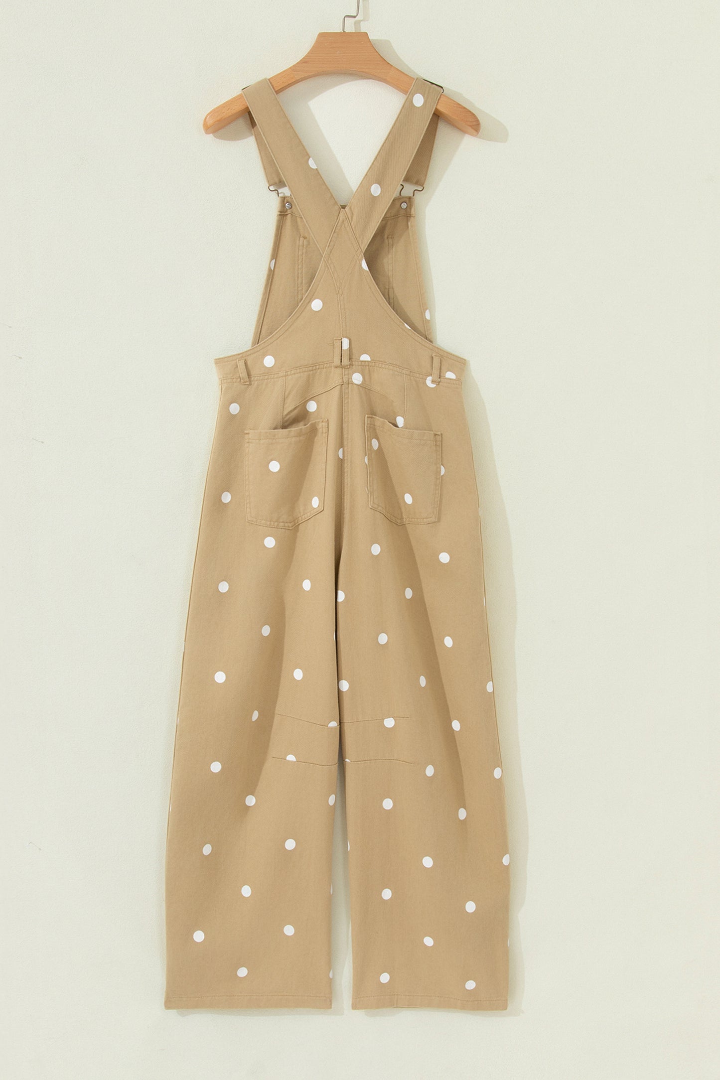 Phalaenopsis Polka Dot Print Bib Pocket Denim Barrel Overalls Jumpsuit