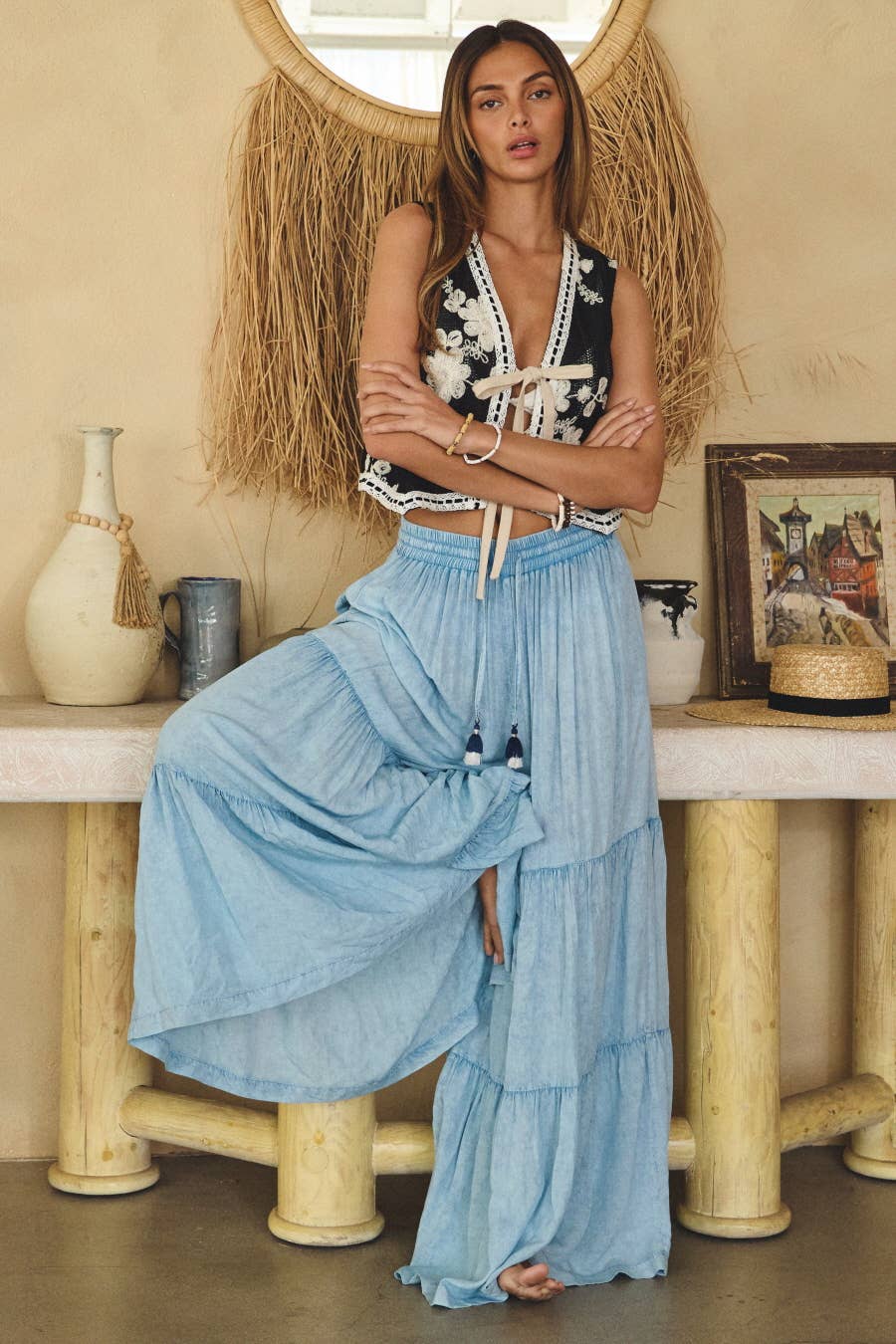 Sleeveless Embroidered Vest