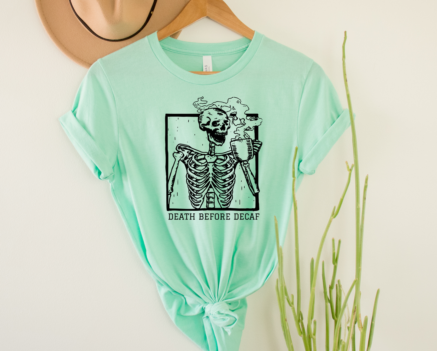 Wholesale Death Before Decaf Graphic Tee - Grey