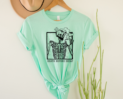 Wholesale Death Before Decaf Graphic Tee - Grey