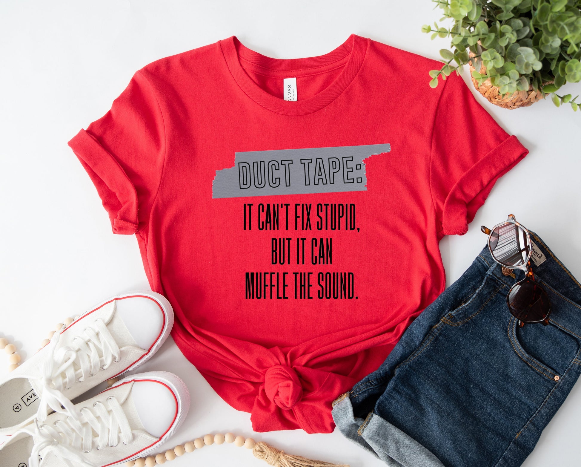 Wholesale Duct Tape Graphic Tee - Red